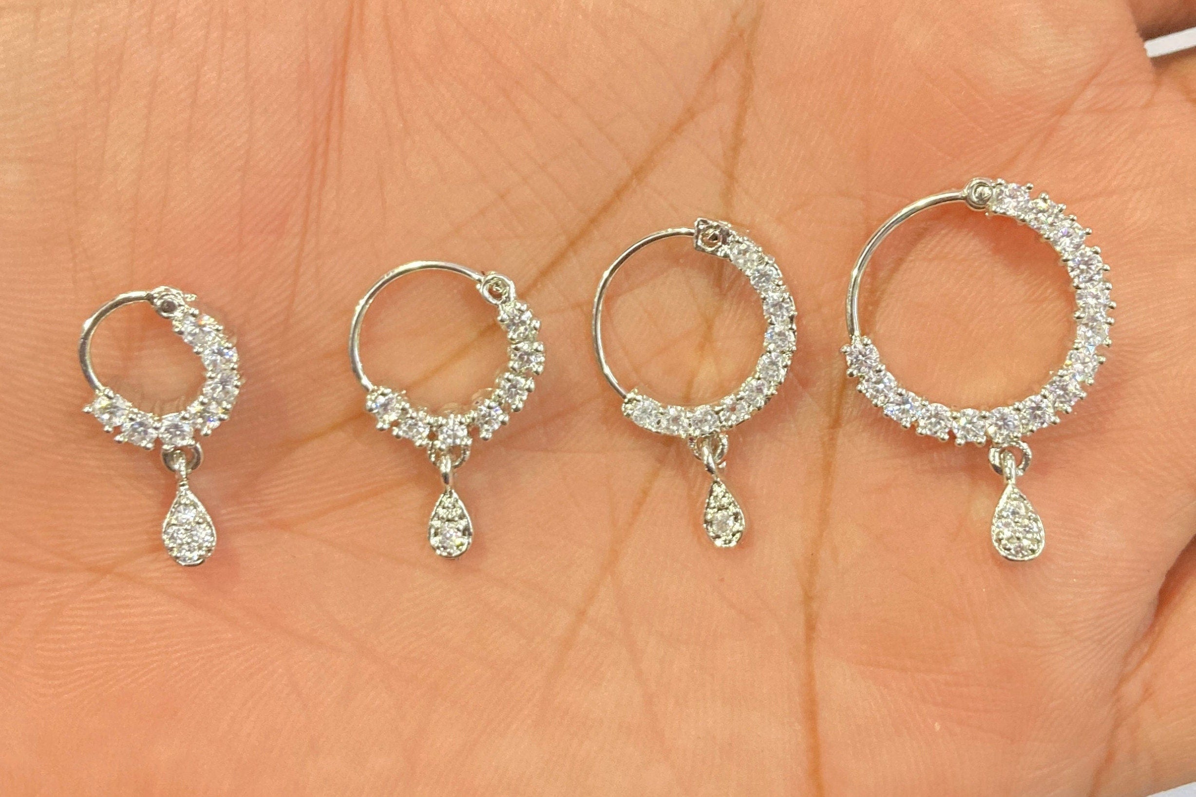Diamond Nose Ring/Nath/Indian Nose Ring/Indian Jewelry/ piercing Required /Bollywood/Bridal Nath