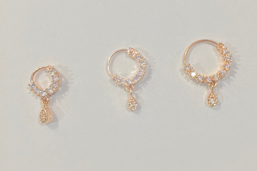 Diamond Nose Ring/Rose Gold Nath/Indian Nose Ring/Indian Jewelry/ piercing Required /Bollywood/Bridal Nath