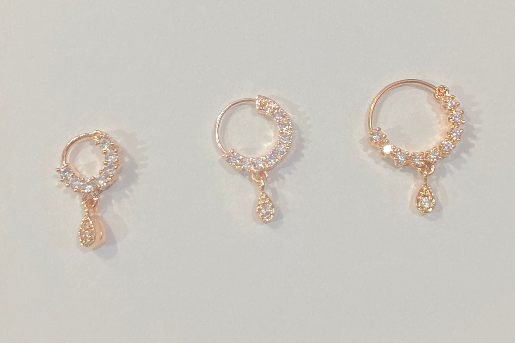 Diamond Nose Ring/Rose Gold Nath/Indian Nose Ring/Indian Jewelry/ piercing Required /Bollywood/Bridal Nath