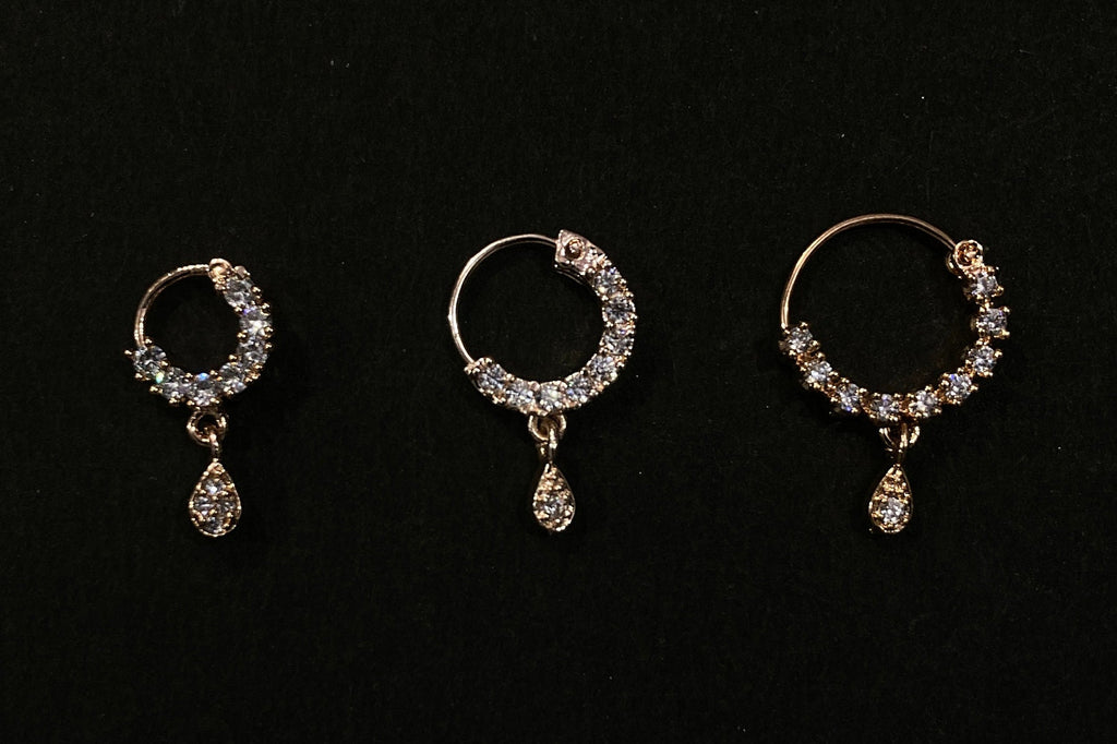 Diamond Nose Ring/Rose Gold Nath/Indian Nose Ring/Indian Jewelry/ piercing Required /Bollywood/Bridal Nath