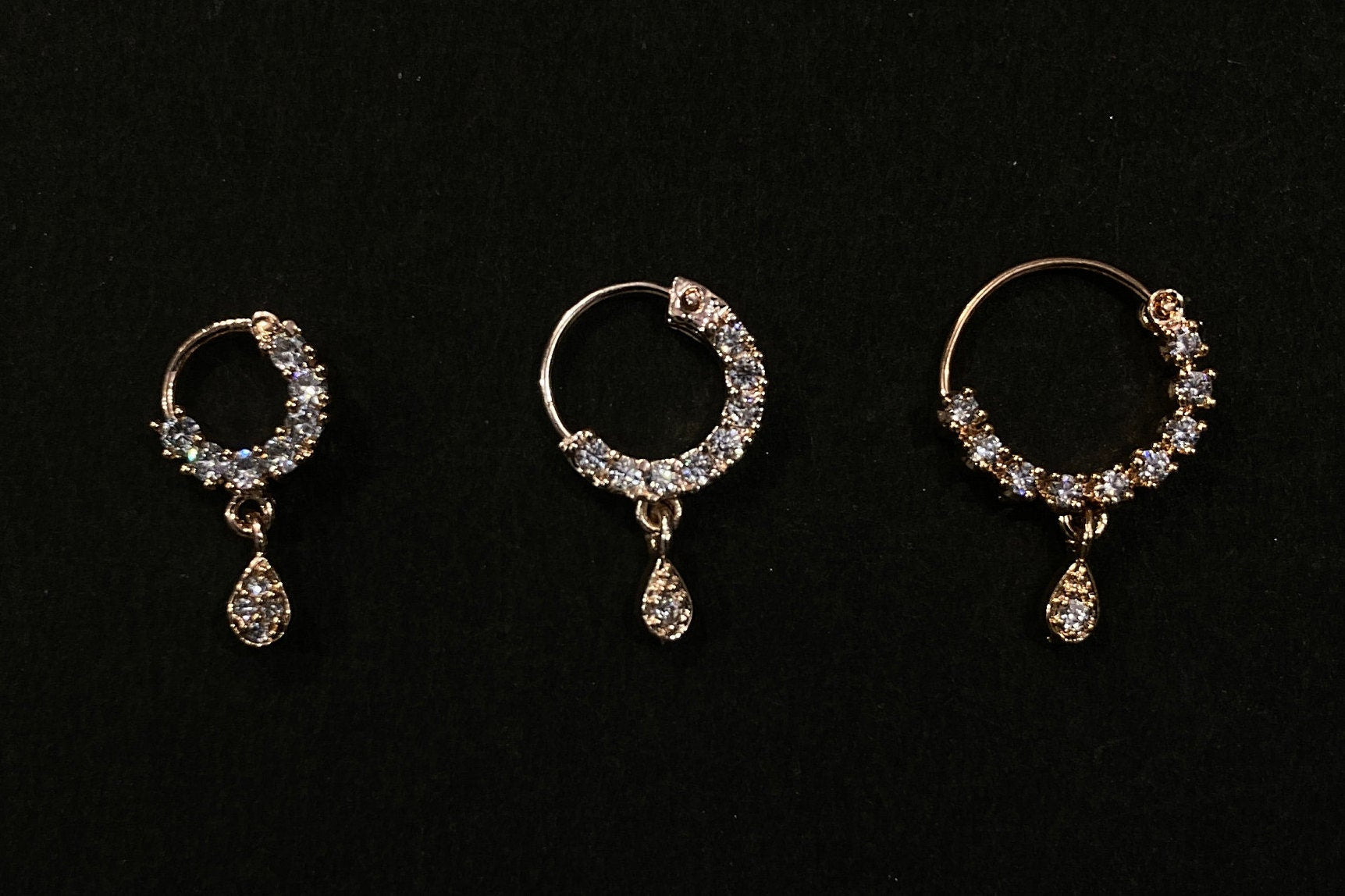 Diamond Nose Ring/Rose Gold Nath/Indian Nose Ring/Indian Jewelry/ piercing Required /Bollywood/Bridal Nath