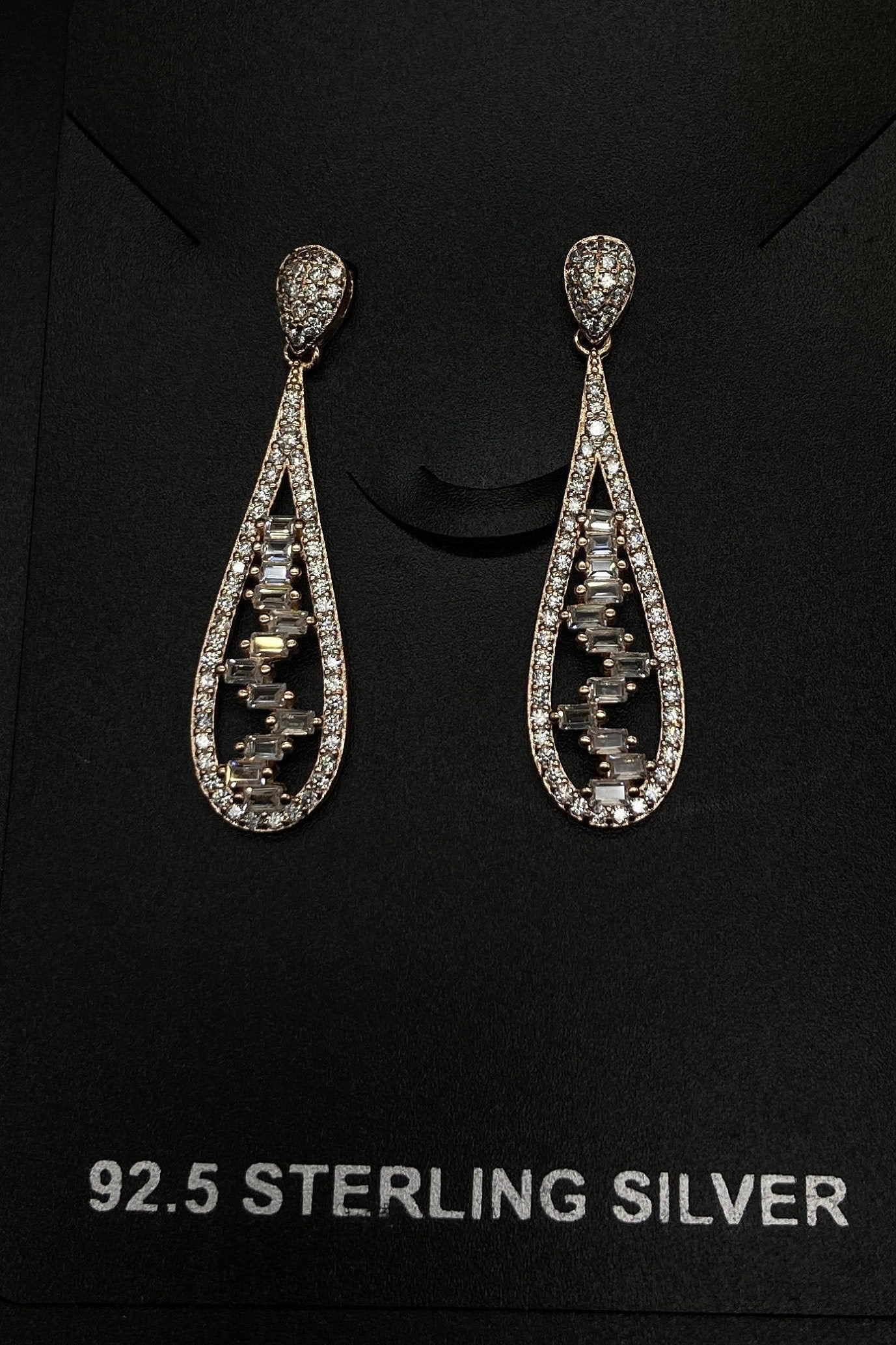 925 Sterling Silver Rosegold Pendant Set with Earring