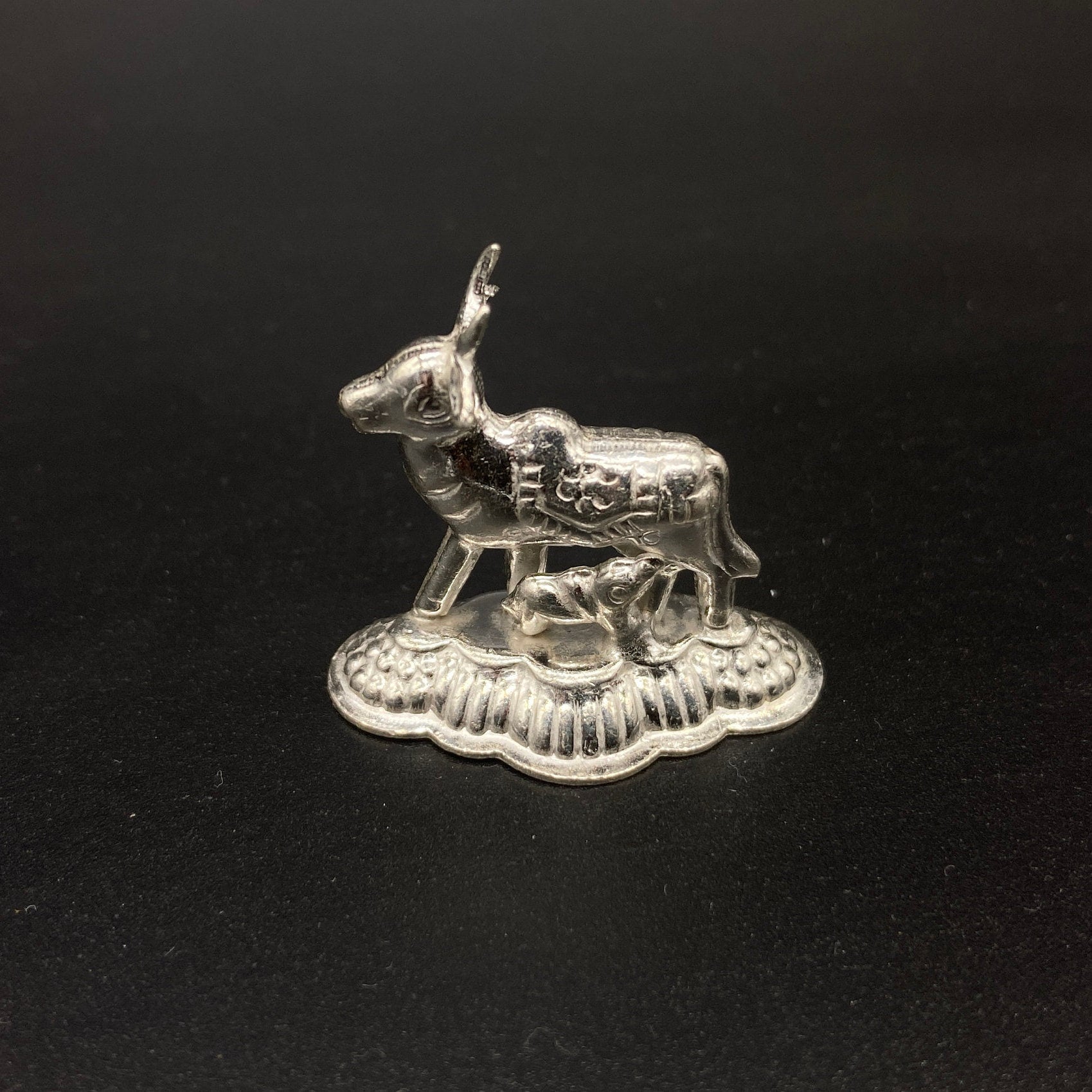 925 Sterling Silver Small Cow And Calf Idol
