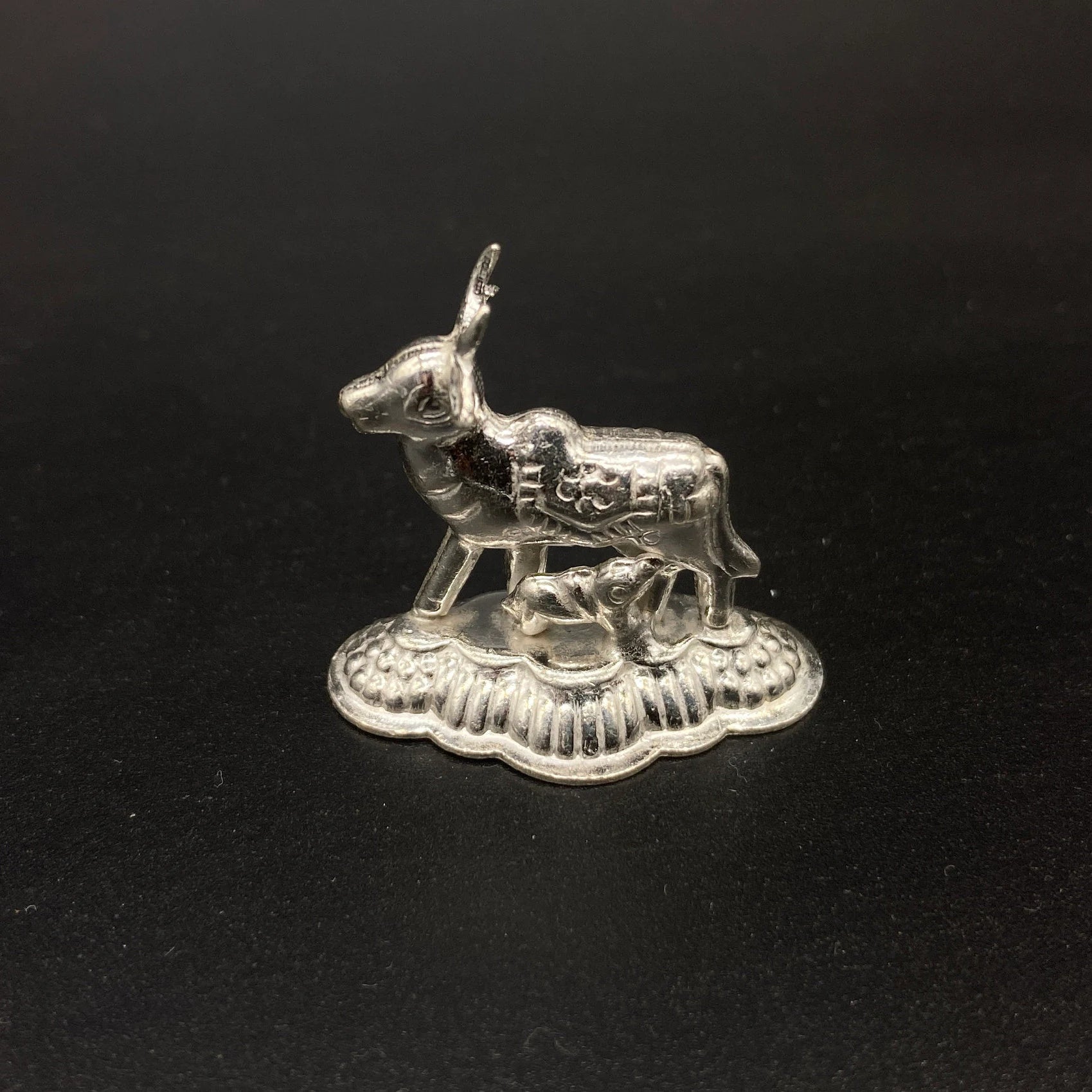 925 Sterling Silver Small Cow And Calf Idol