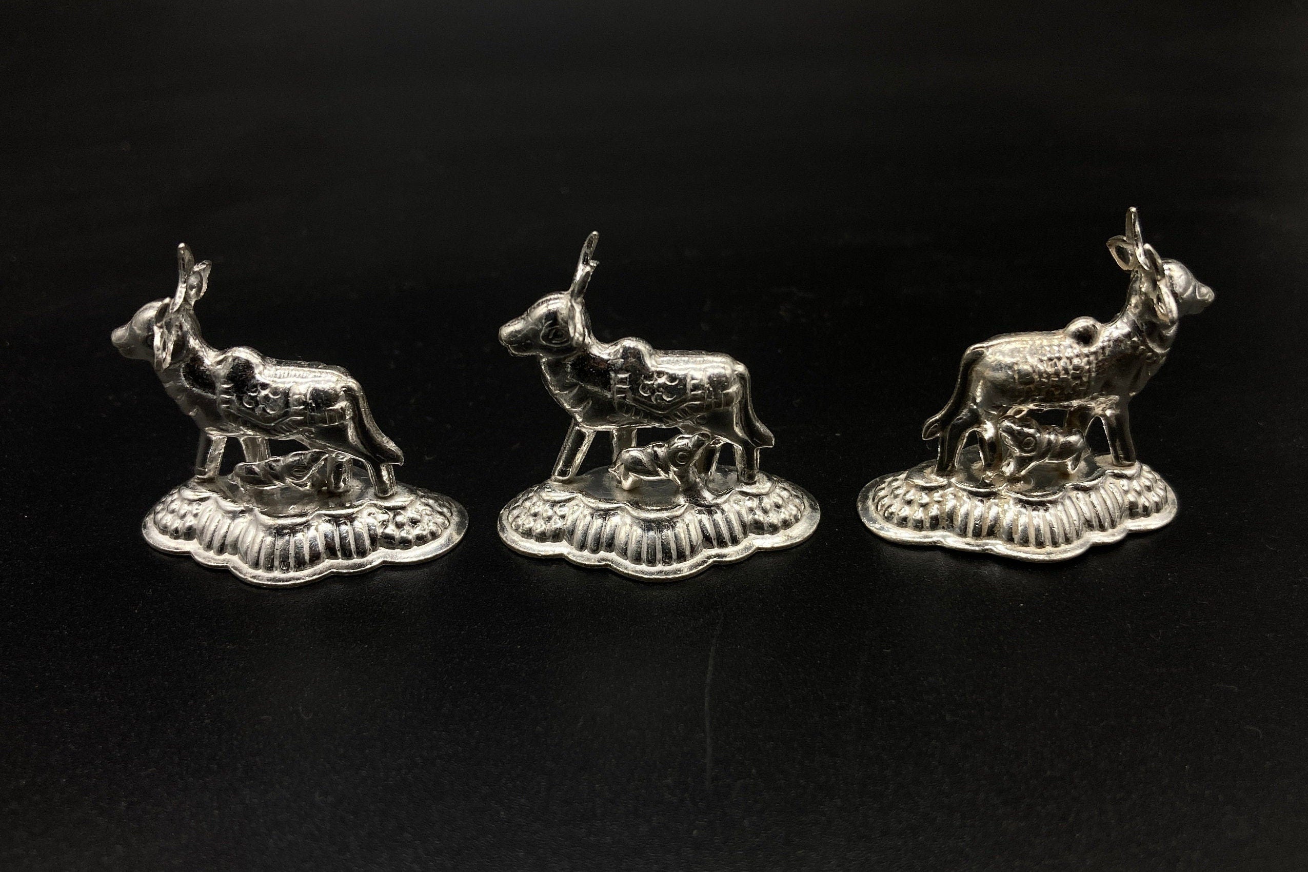 925 Sterling Silver Small Cow And Calf Idol