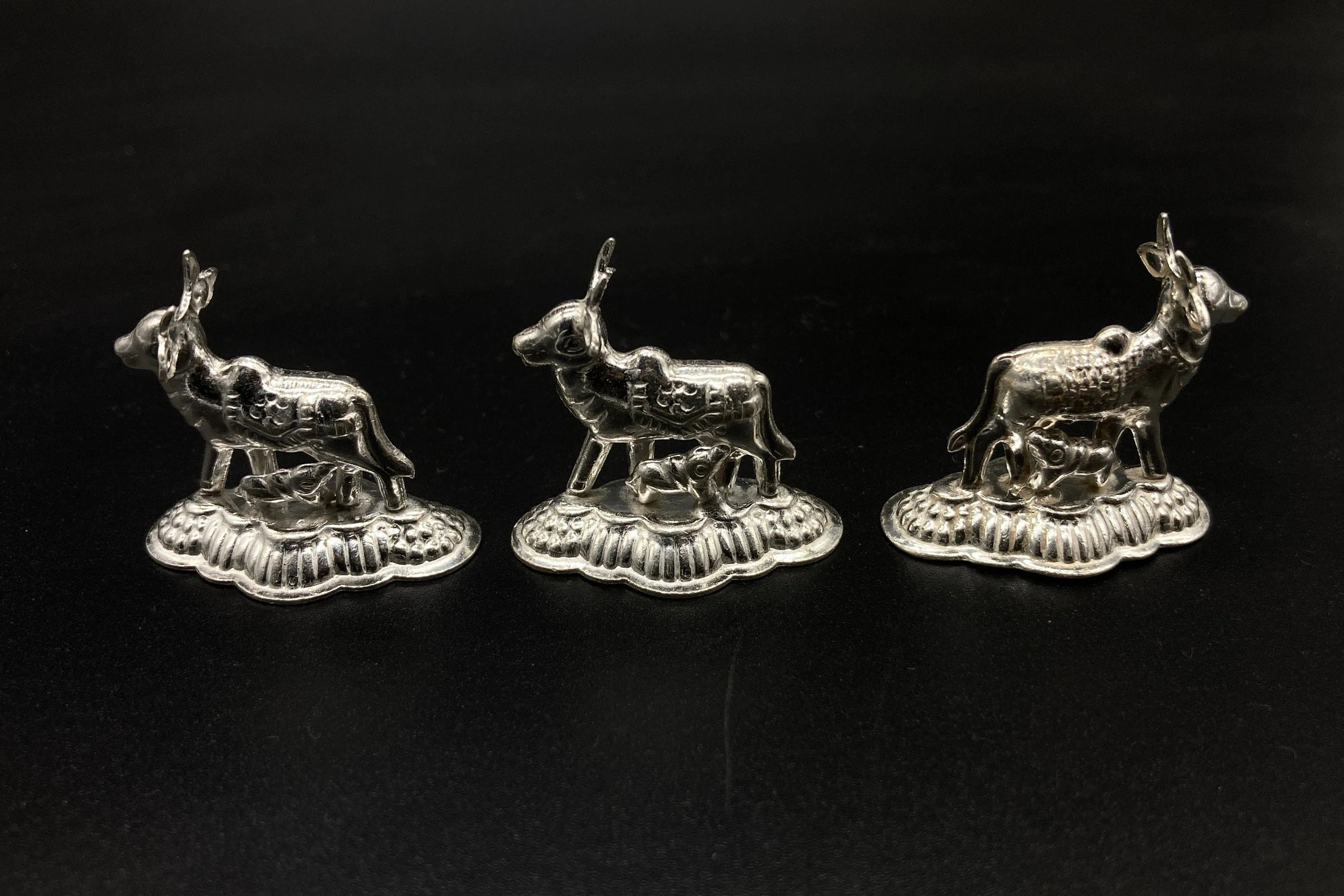 925 Sterling Silver Small Cow And Calf Idol
