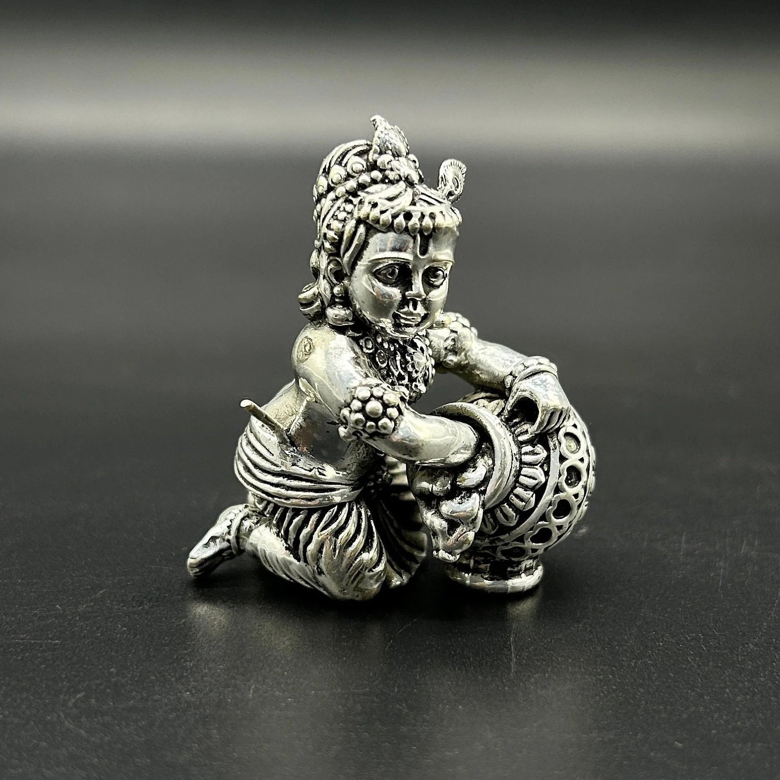 925 Sterling Silver Laddu Gopal Ji Statue / Silver Khana Ji Idol / Bal Gopal / Krishna ji Idol