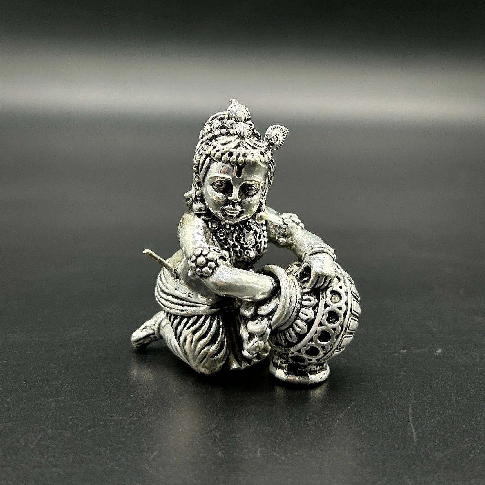 925 Sterling Silver Laddu Gopal Ji Statue / Silver Khana Ji Idol / Bal Gopal / Krishna ji Idol