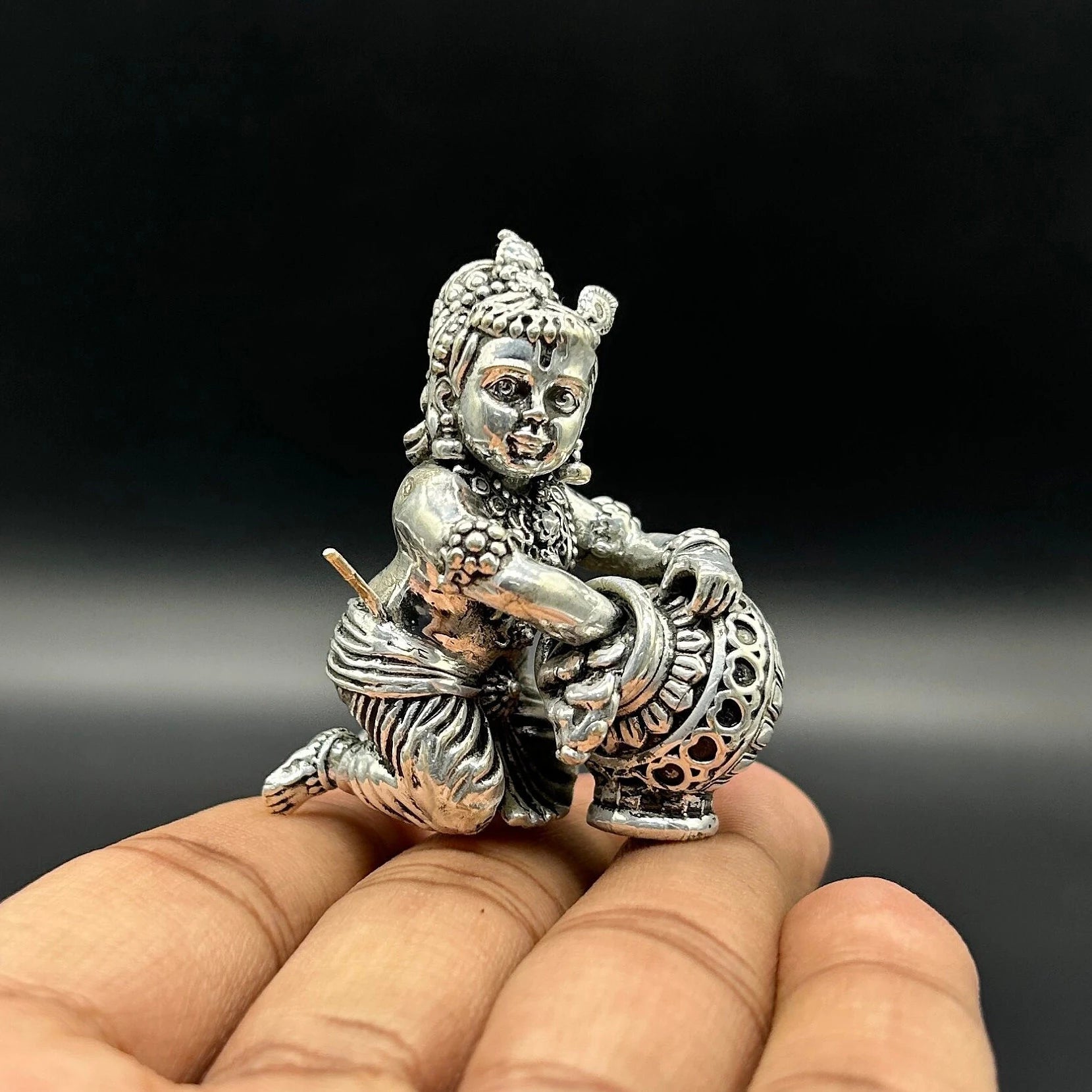 925 Sterling Silver Laddu Gopal Ji Statue / Silver Khana Ji Idol / Bal Gopal / Krishna ji Idol