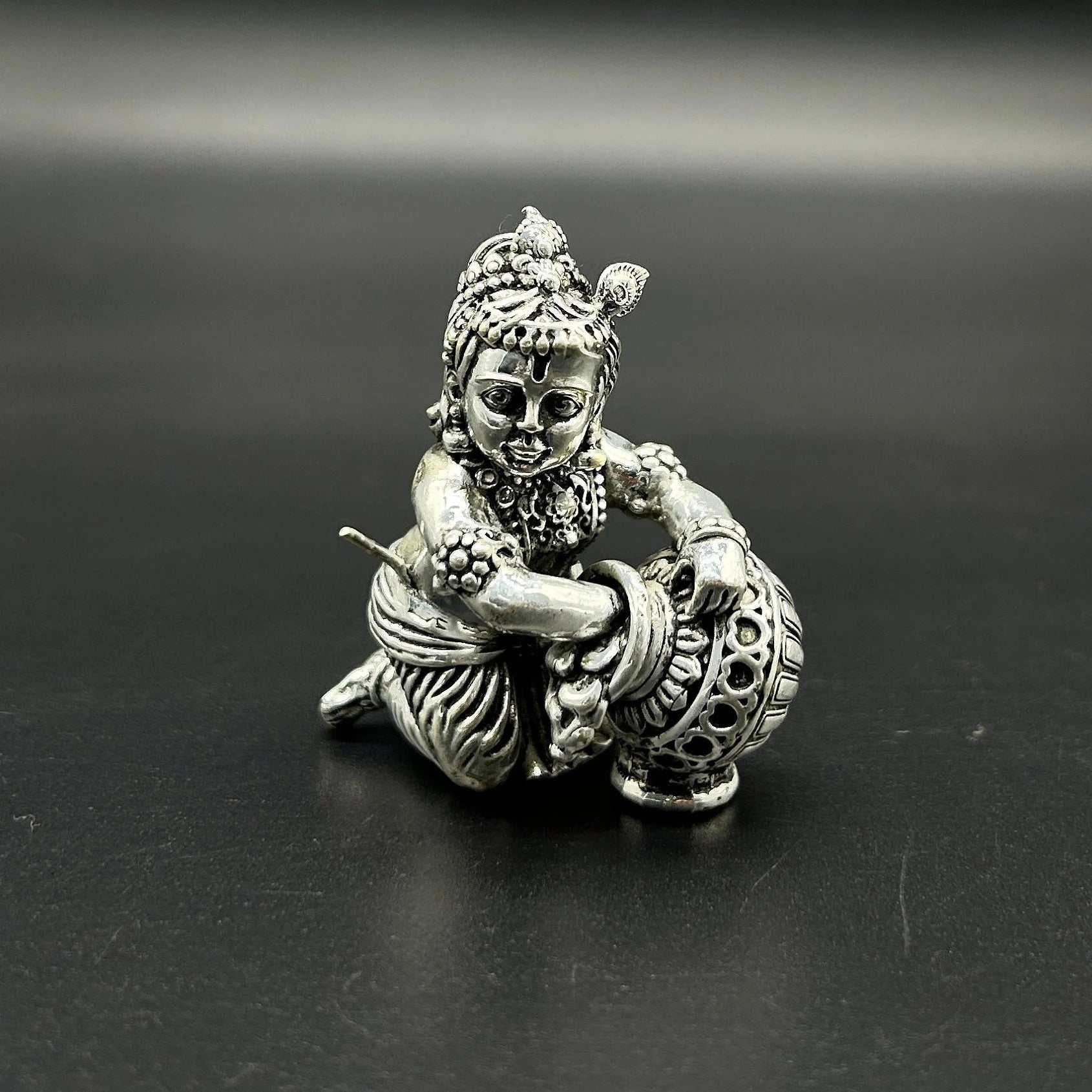 925 Sterling Silver Laddu Gopal Ji Statue / Silver Khana Ji Idol / Bal Gopal / Krishna ji Idol