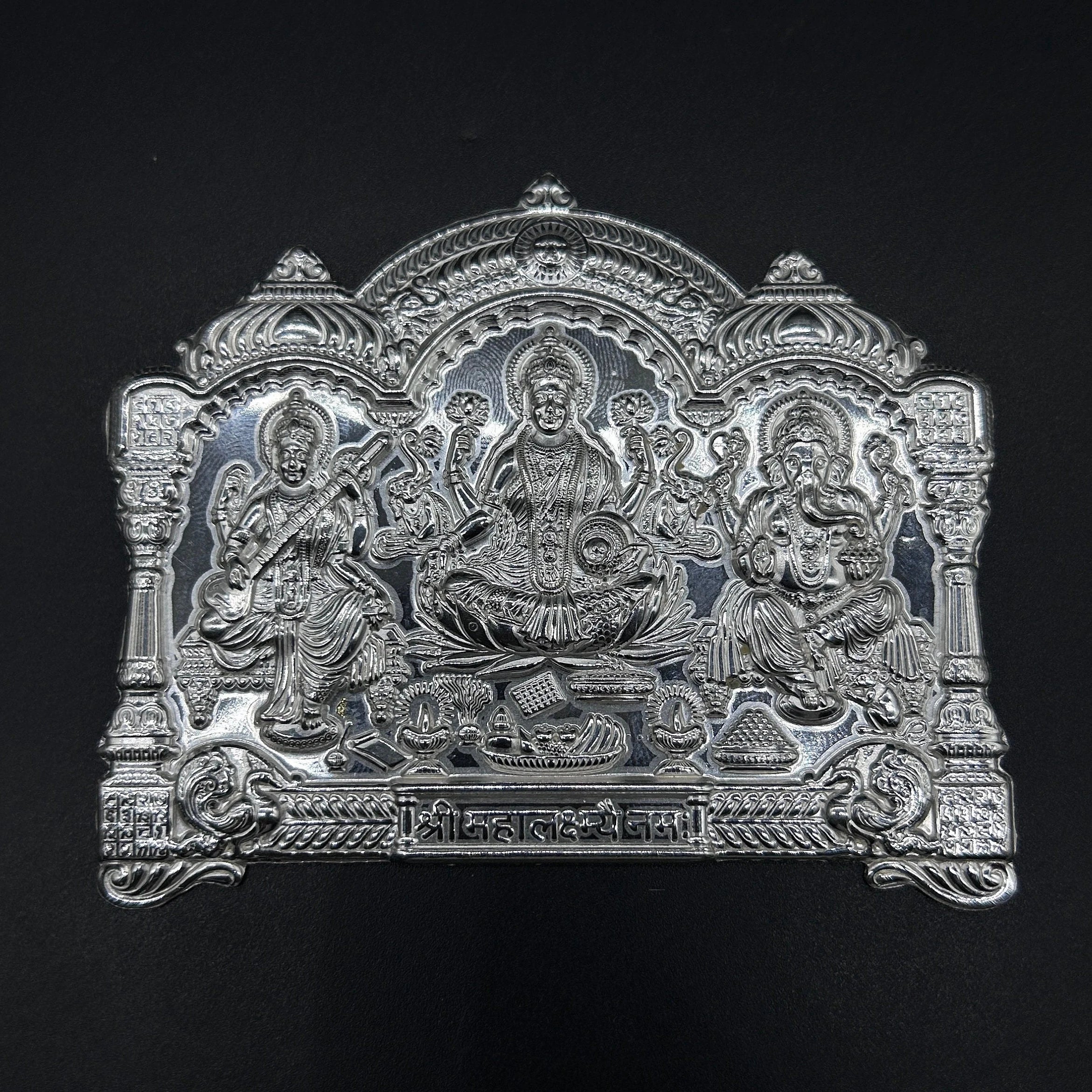 999 Pure Silver Laxmi Ganesh Saraswati Panna
