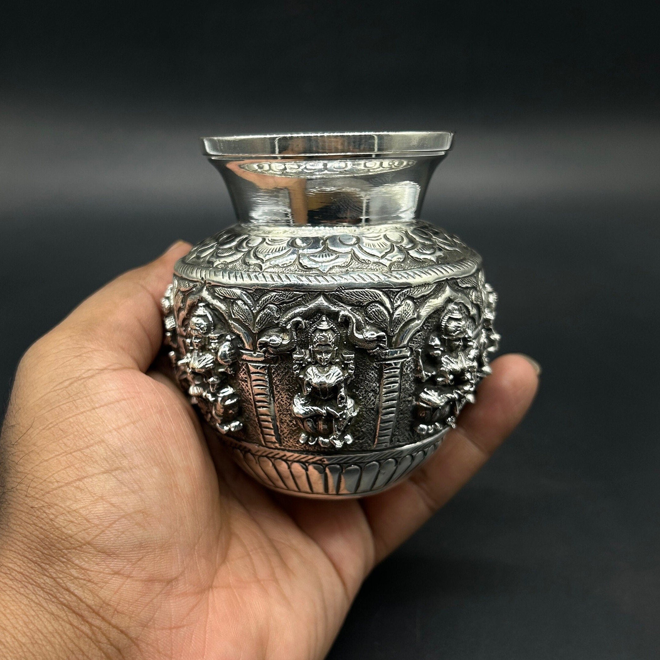 925 Sterling Silver Laxmi Kalash / Silver Astha Mangal Kalash