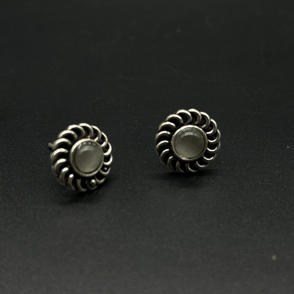 925 Sterling Silver Gray Gemstone Pendant With Earing