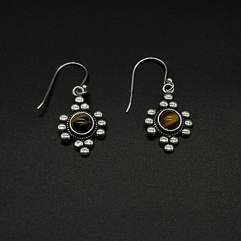 925 Sterling Silver Tiger Eye Gemstone  Earing