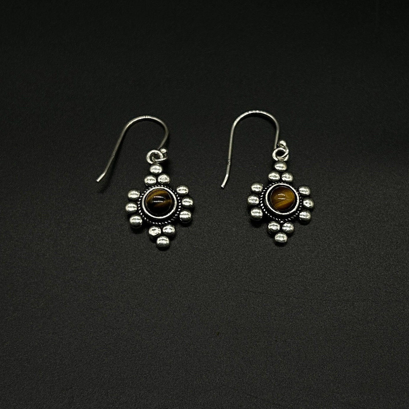 925 Sterling Silver Tiger Eye Gemstone  Earing