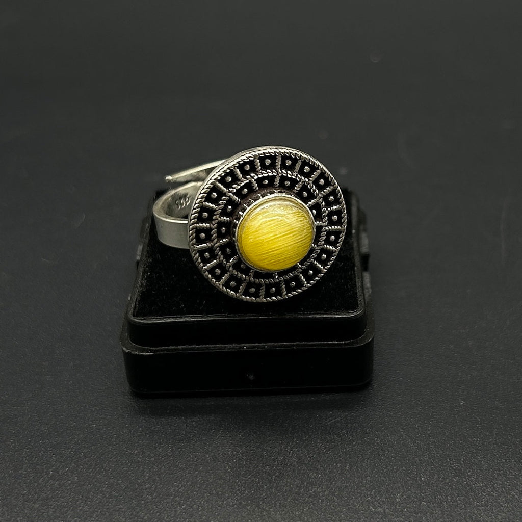 925 Sterling Silver Yellow Gemstone Ring 925 Sterling Silver Adjustable Ring 925 Sterling Silver  Gemstone Ring Bridal Ring Wedding Ring