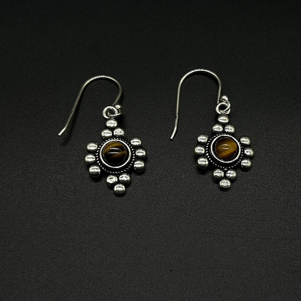 925 Sterling Silver Tiger Eye Gemstone  Earing