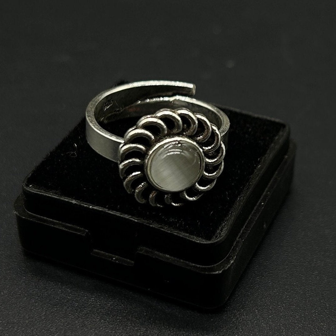 925 Sterling Silver Gray Gemstone Ring 925 Sterling Silver Adjustable Ring 925 Sterling Silver  Gemstone Ring Bridal Ring Wedding Ring