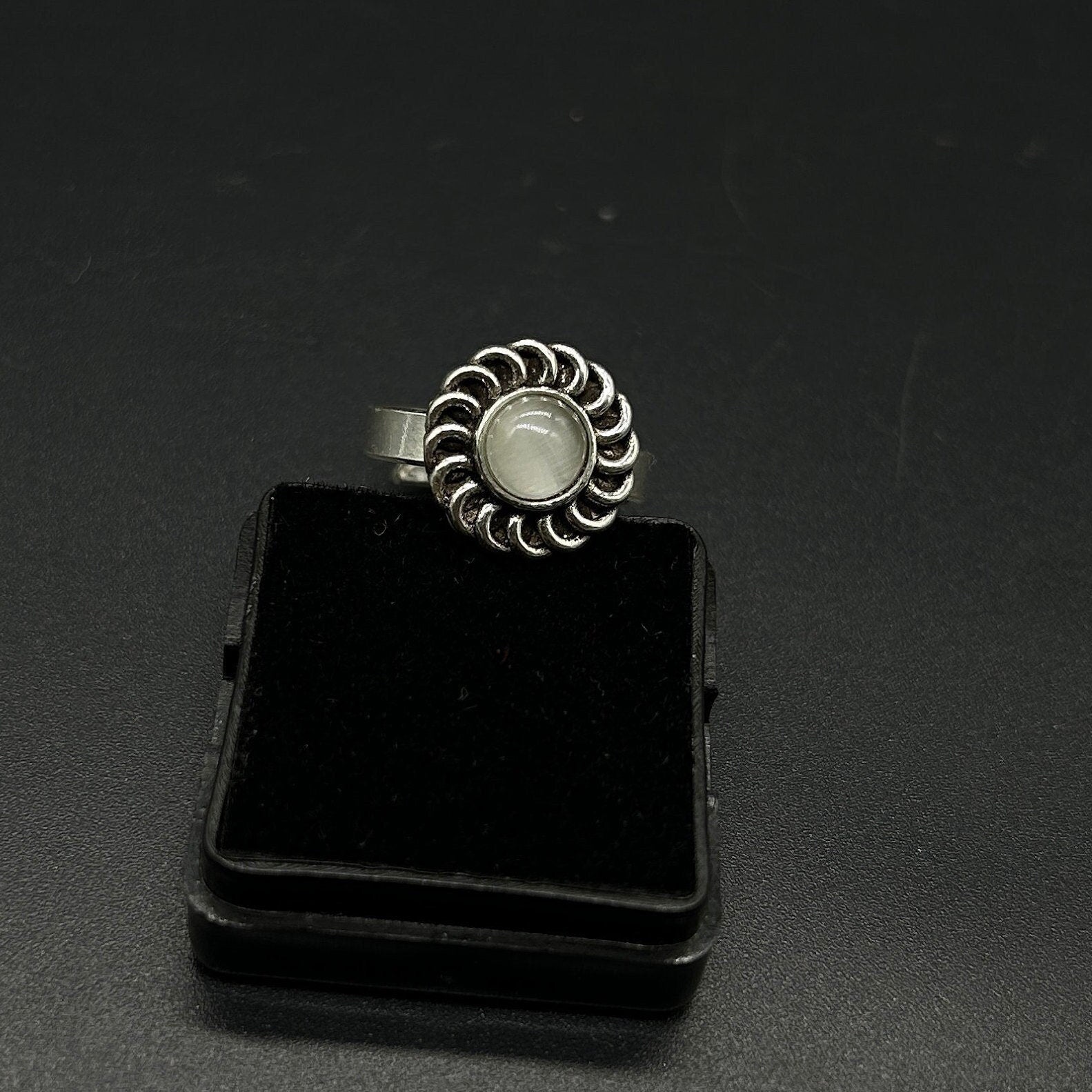 925 Sterling Silver Gray Gemstone Ring 925 Sterling Silver Adjustable Ring 925 Sterling Silver  Gemstone Ring Bridal Ring Wedding Ring