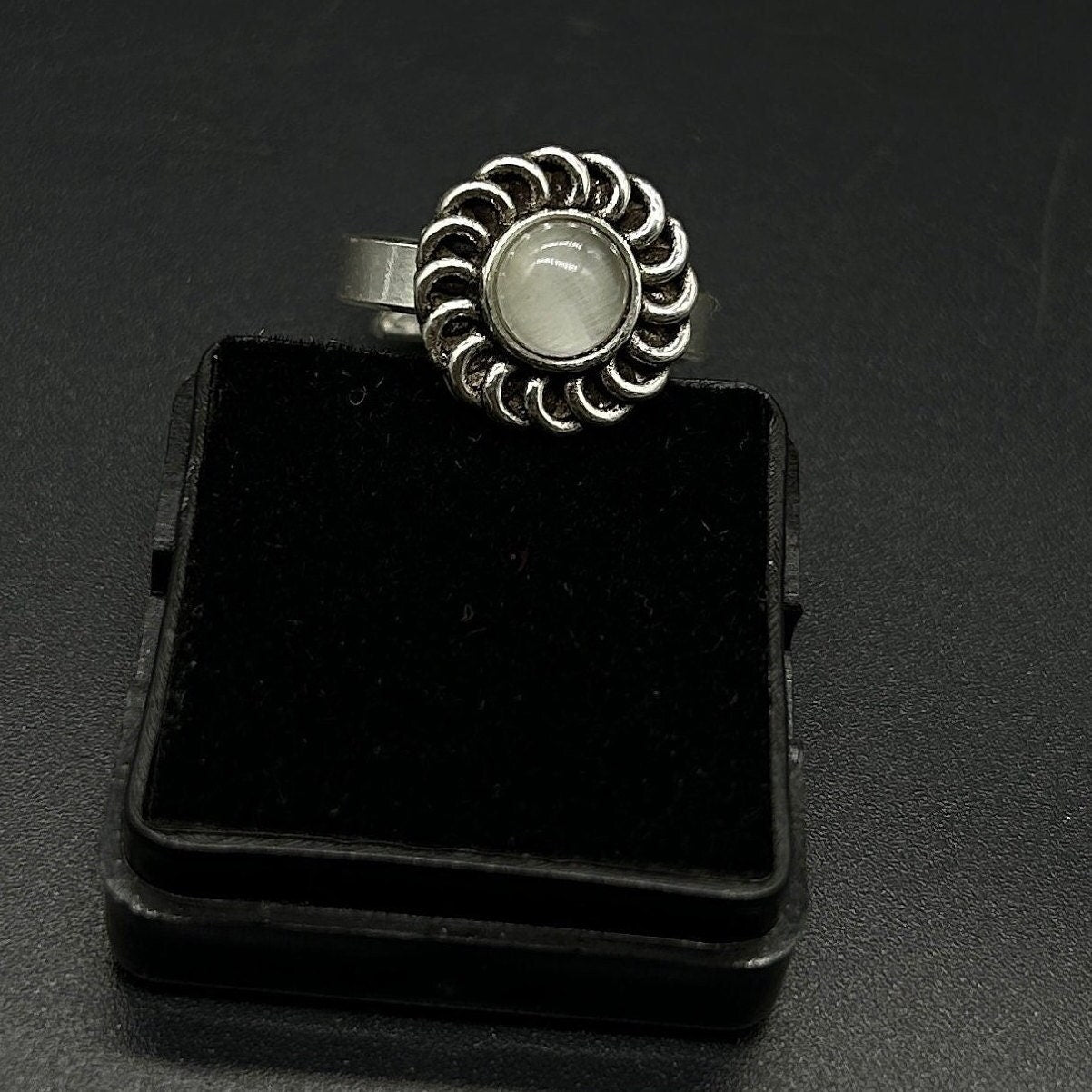 925 Sterling Silver Gray Gemstone Ring 925 Sterling Silver Adjustable Ring 925 Sterling Silver  Gemstone Ring Bridal Ring Wedding Ring