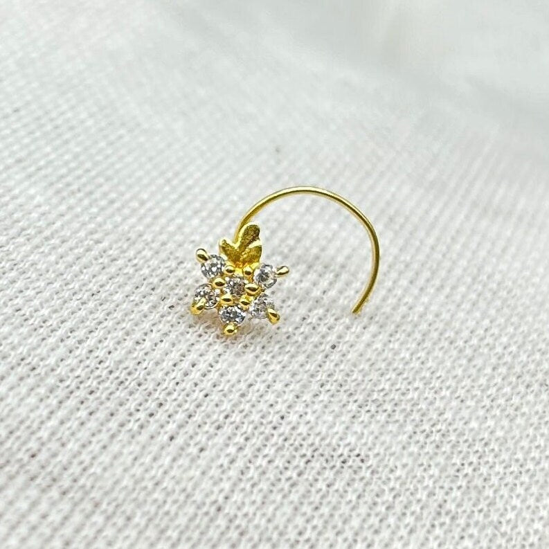 18 Carat Gold Nose Pin / Gold Nose Ring / Gold Wire Nose Ring