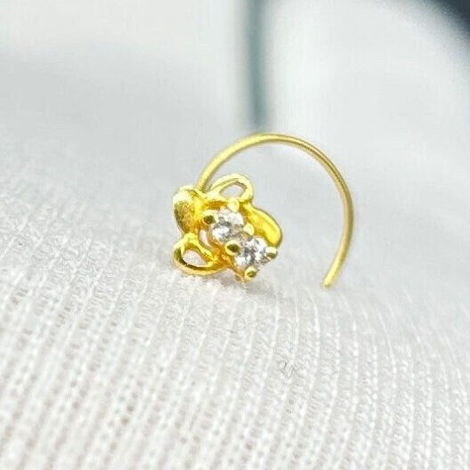 18 Carat Gold Nose Pin / Gold Nose Ring / Gold Wire Nose Ring