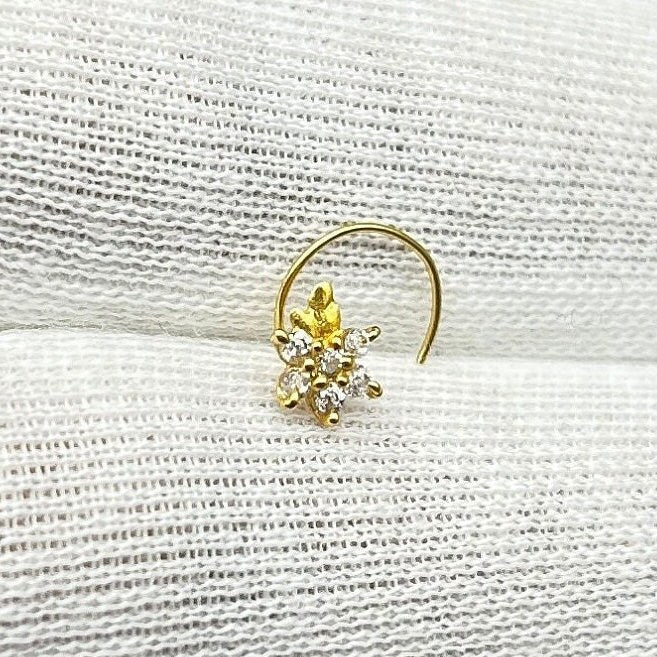 18 Carat Gold Nose Pin / Gold Nose Ring / Gold Wire Nose Ring