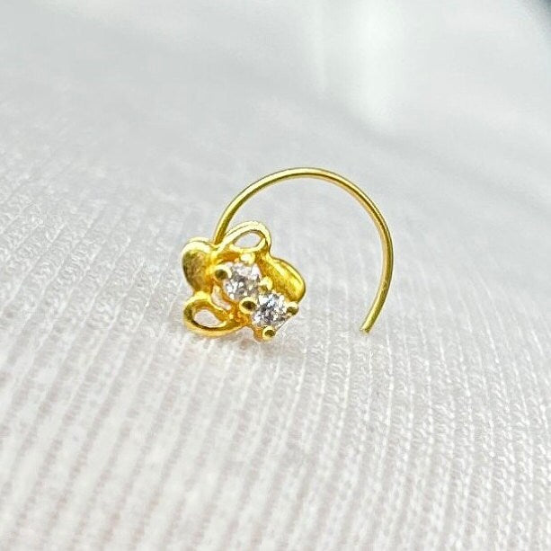 18 Carat Gold Nose Pin / Gold Nose Ring / Gold Wire Nose Ring
