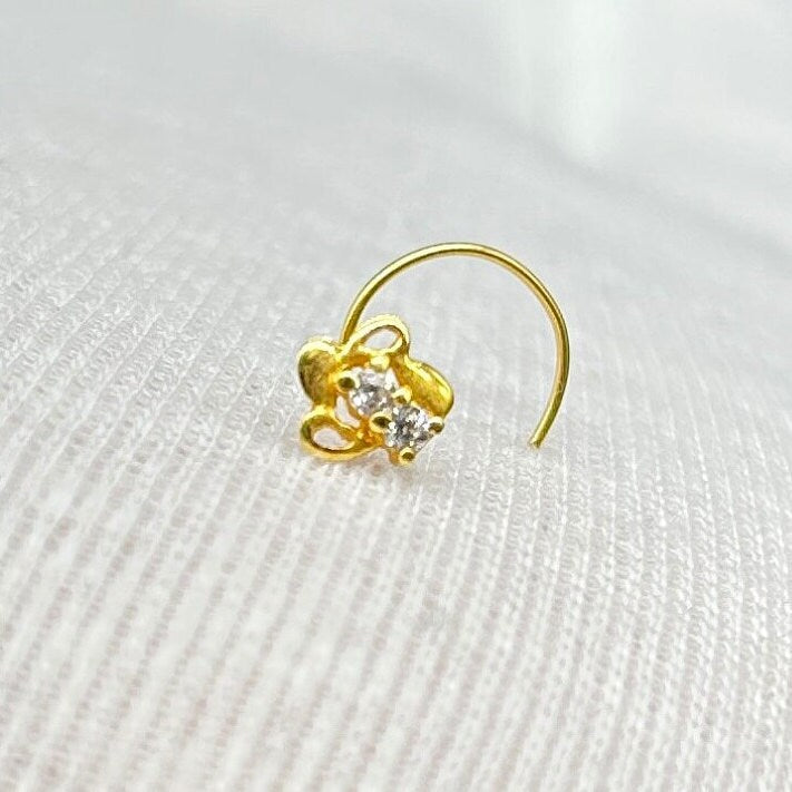 18 Carat Gold Nose Pin / Gold Nose Ring / Gold Wire Nose Ring
