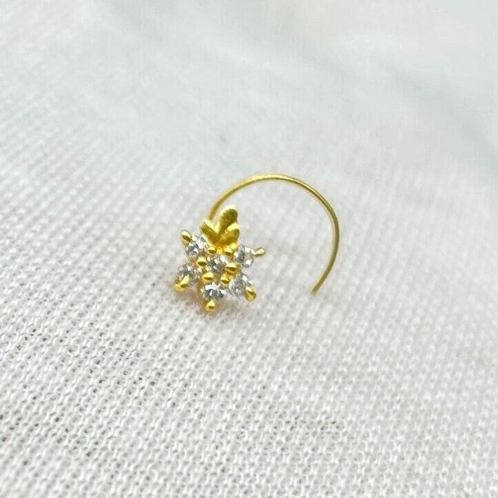 18 Carat Gold Nose Pin / Gold Nose Ring / Gold Wire Nose Ring