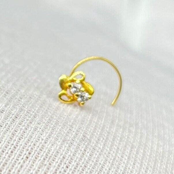 18 Carat Gold Nose Pin / Gold Nose Ring / Gold Wire Nose Ring