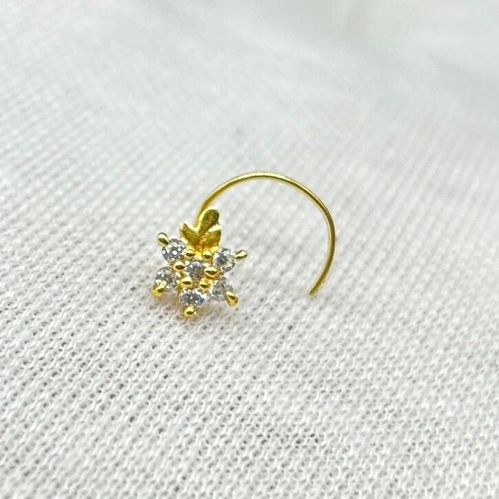 18 Carat Gold Nose Pin / Gold Nose Ring / Gold Wire Nose Ring