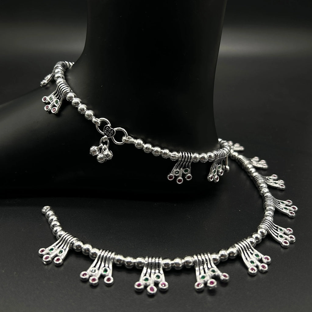 925 Sterling Silver Anklet / Silver Payal