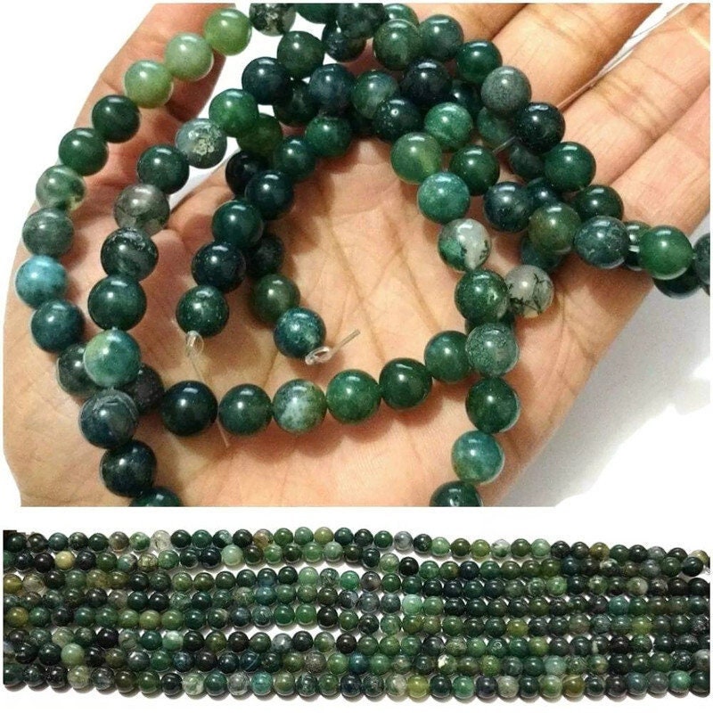 Moss Agate Beads 4mm,6mm,8mm
