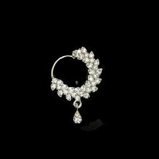 Diamond Nose Ring/silver Nath/Indian Nose Ring/Indian Jewelry/ no piercing Required /Bollywood/Bridal Nath