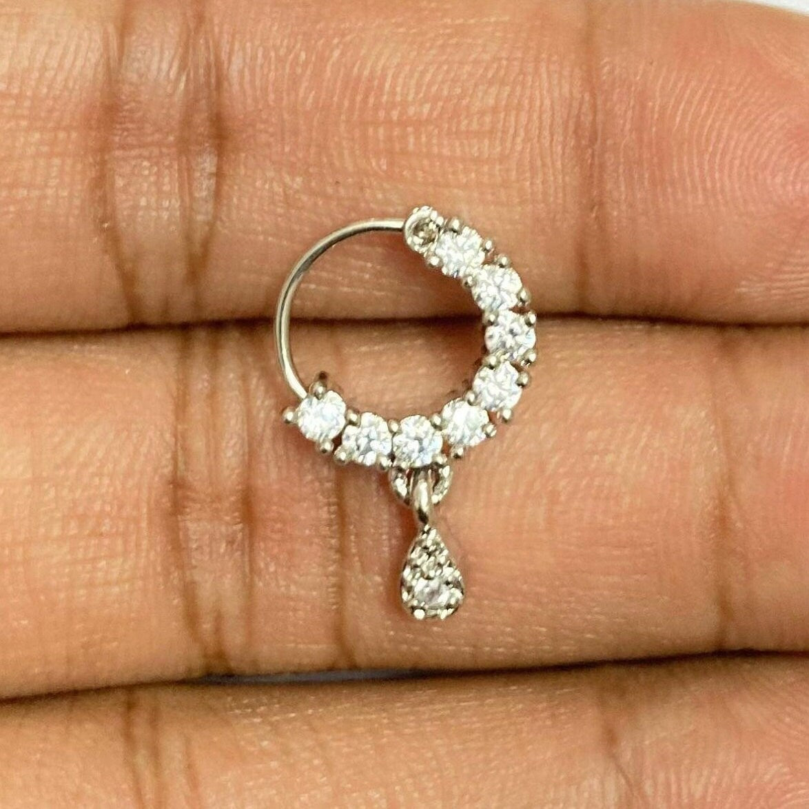 CZ Nose Ring/Gold Nath/Indian Nose Ring/Indian Jewelry/ no piercing Required /Bollywood/Bridal Nath