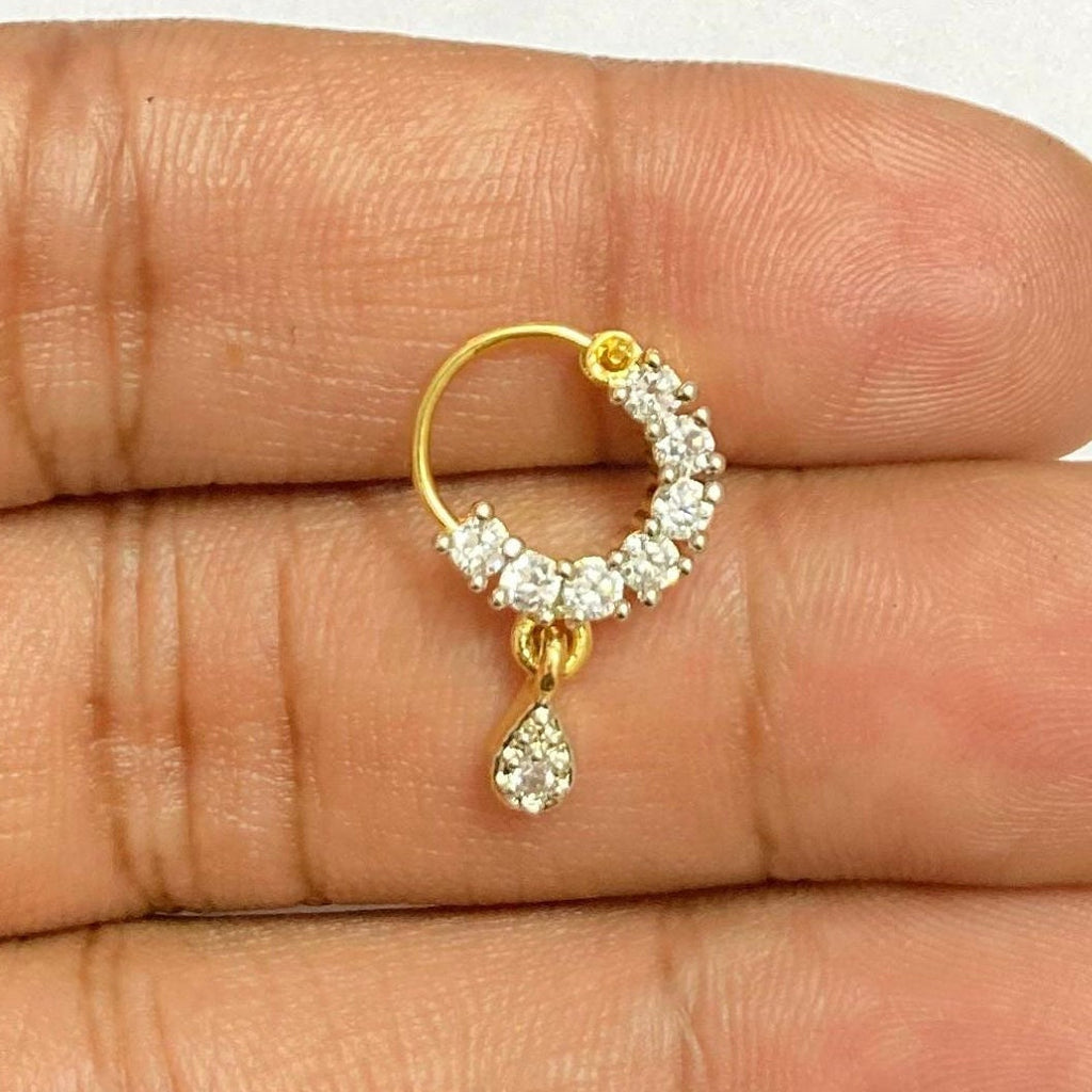 Diamond Nose Ring/Gold Nath/Indian Nose Ring/Indian Jewelry/ piercing Required /Bollywood/Bridal Nath