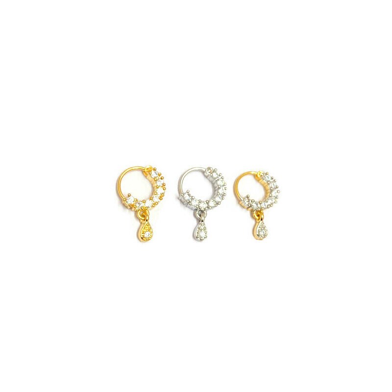 CZ Nose Ring/Gold Nath/Indian Nose Ring/Indian Jewelry/ no piercing Required /Bollywood/Bridal Nath