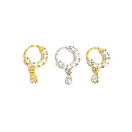 CZ Nose Ring/Gold Nath/Indian Nose Ring/Indian Jewelry/ no piercing Required /Bollywood/Bridal Nath