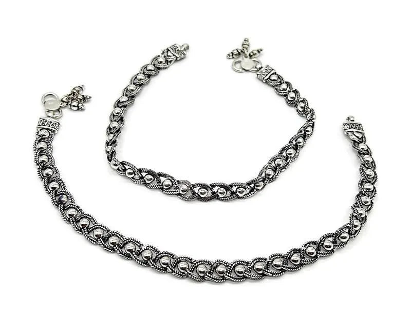 925 Sterling Silver Anklet / Silver Bride Payal
