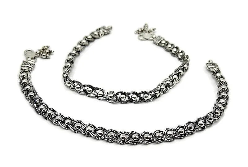 925 Sterling Silver Anklet / Silver Bride Payal