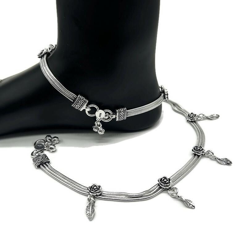 925 Sterling Silver Bride Anklet / Silver Bride Payal / Silver Anklet / Silver Payal / Silver Antique Payal / Designer Anklet