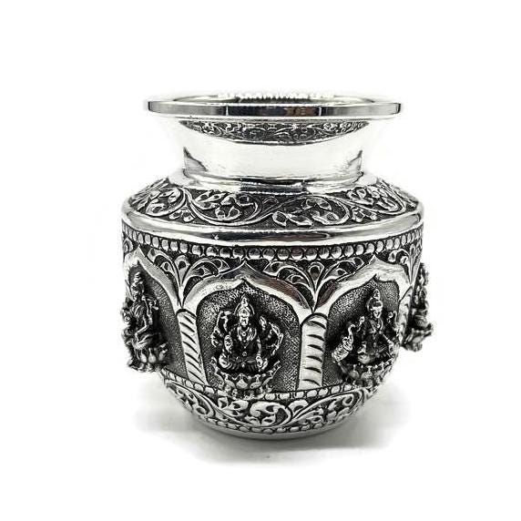 925 Sterling Silver AsthaLaxmi Kalash / Silver Lota