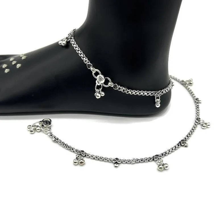 925 Sterling Silver Anklet / Silver Payal