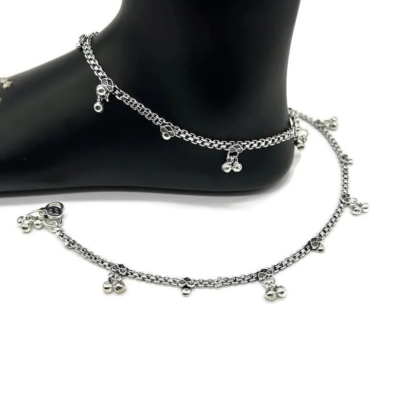 925 Sterling Silver Anklet / Silver Payal