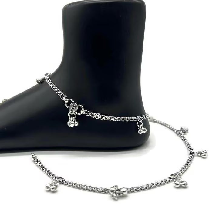 925 Sterling Silver Anklet / Silver Payal