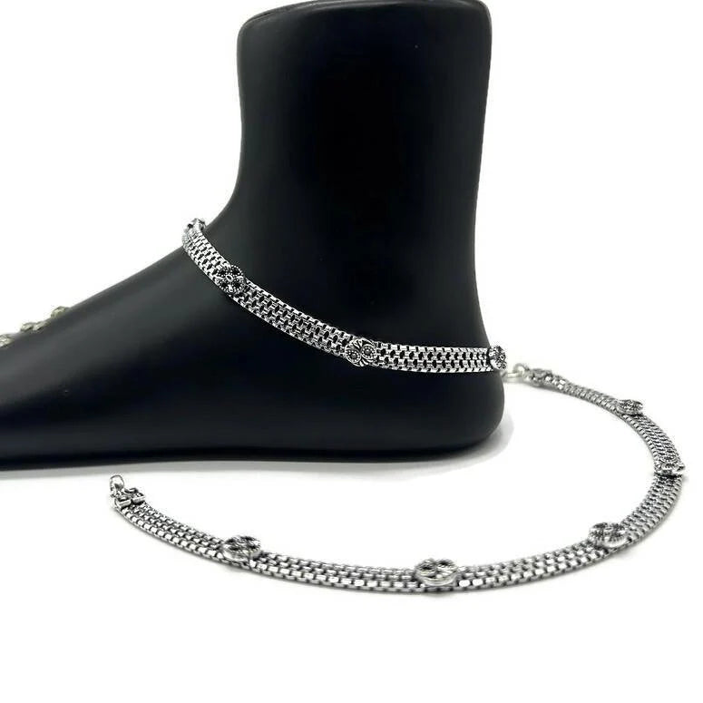 925 Sterling Silver Anklet / Silver Payal For Women