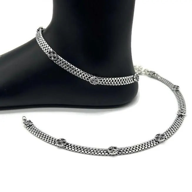 925 Sterling Silver Anklet / Silver Payal For Women