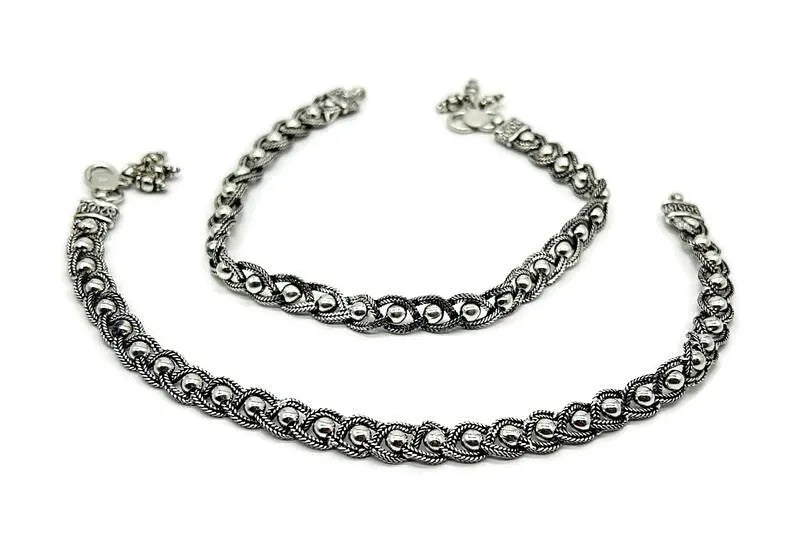 925 Sterling Silver Anklet / Silver Bride Payal