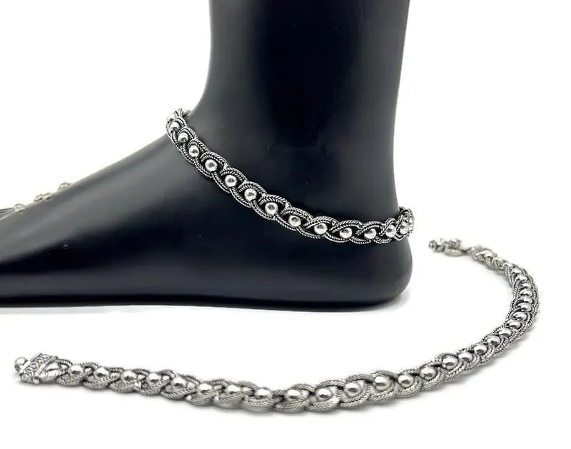 925 Sterling Silver Anklet / Silver Bride Payal